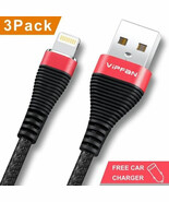VIPFAN IPHONE CHARGER CHARGING CABLES 3 PACK BLACK BRAND NEW - $149.72 MXN