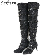 Equins punk boots women unisex with rivets buckle straps high heel platform shoe winter thumb200
