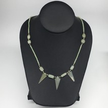 12.7g,2mm-29mm, Small Green Serpentine Arrowhead Beaded Necklace,19&quot;,NPH252 - $4.80