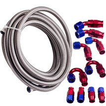 AN-8 20 Feet Stainless Steel PTFE Braided Oil Fuel Line + AN8 Swivel Con... - £54.80 GBP