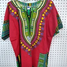 Red African Unisex Dashiki Shirt Large Size - £11.84 GBP