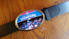 CHICAGO CUBS  2016 World Series Champion epoxy Belt Buckle &amp; Black Belt - £19.71 GBP