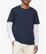 Calvin Klein T-Shirt Men&#39;s Medium Dark Sapphire Smooth Cotton Solid Crew... - $415.52 MXN