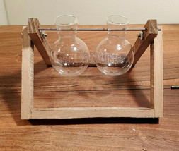 Clear Glass Planter Bulb Decorative Plant Terrarium w/ Wood Stand (NEW) - £12.61 GBP