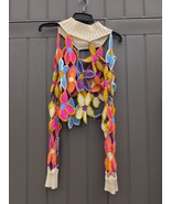Crop Top Crochet Mandala Tie Style Boho Hippie Colorful Sweater Spring F... - $64.99 CAD