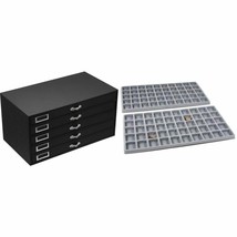 5 Drawer Jewelry Organizer W/ 7 Gray Flocked Insert Trays Kit 8 Pcs - £65.89 GBP