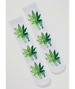 Rue21 Men&#39;s White Crew Socks Marijuana Green Leaf Drip Print 1 Pair Cush... - $18.55 CAD