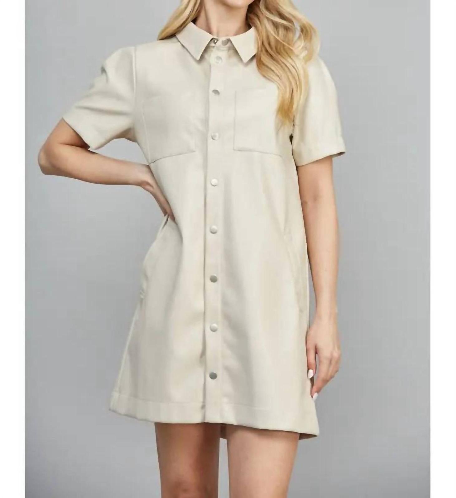 Fate Buttoned Up Utility Mini Dress Beige - $122.00