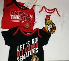 Ottawa Senators Infant Power Play 1 Piece Suit 3 Pack New  0/3 M NHL Hockey - $9.40