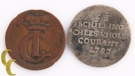 German States, 1728 Hesse-Kassel Heller &amp; 1787 Schleswig-Holstein 2-1/2 Shilling - £40.70 GBP