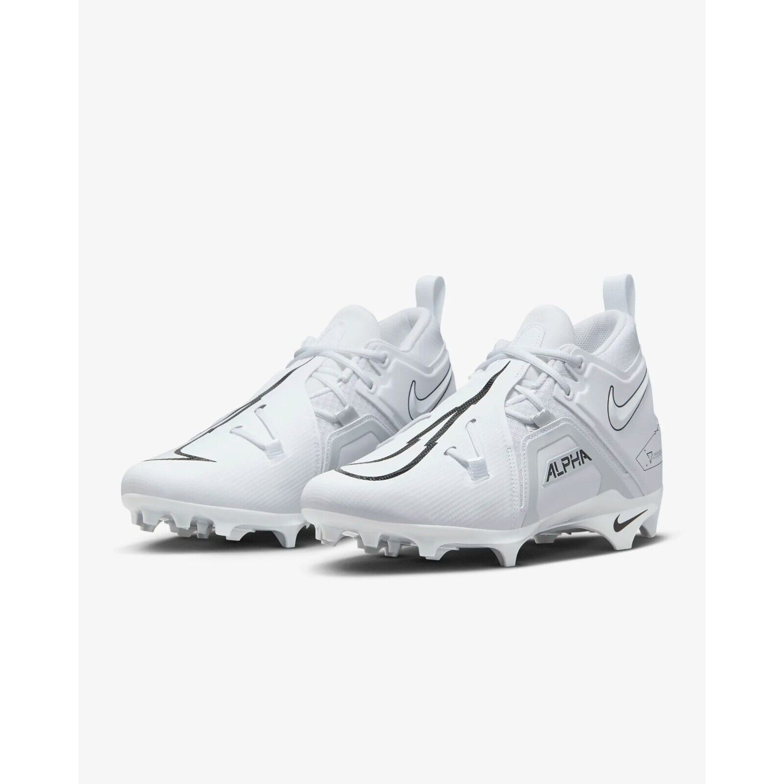 Nike Mens Alpha Menace Pro 3 Football Shoes Cleats CT6649-109 White Black Size 8 - $100.00