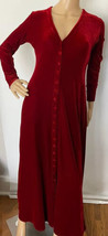 Bruno Duluc for Kush Velvet Maxi Dress Womens Size Small Red Button Up V... - £39.48 GBP