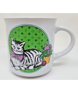1985 Chadwick Miller Spring Theme Pink Bowtie Cat Coffee Mug W2 - £11.98 GBP