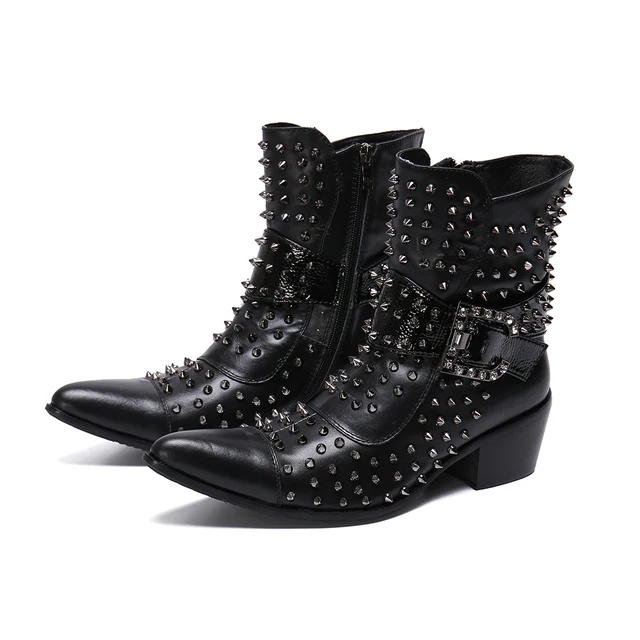 Spring autumn fashion singer model personality high heel pointed Leather Boots s - £287.89 GBP