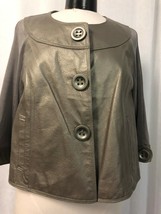 Peter Nygard Collection Leather Jacket Pewter Gray Size Med 10 / 12 NWOT - $61.88