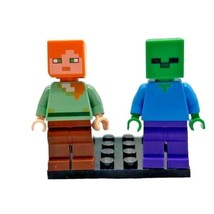 Lego Minecraft Minifigure Lot Of 2 Alex &amp; Zombie Minifigs Cake Topper - £4.41 GBP