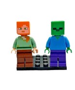 Lego Minecraft Minifigure Lot Of 2 Alex &amp; Zombie Minifigs Cake Topper - $5.53