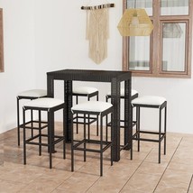  Garden Bar Set Black PE rattan, powder-coated steel 7 Piece Set - $876.84 CAD