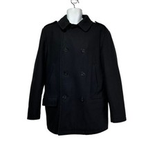 Nautica Anchor Black nautical Button Up Wool Jacket Coat Size L - £43.01 GBP