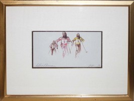 Leroy Neiman Framed Original Sign. Cross Country Skiers 1984 Yugoslavia Olympics - £6,186.00 GBP