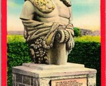 Vtg Lino Cartolina Lungo Isola New York Ny - Greco Dio Hercules Statua Unp - $6.10