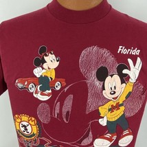 Vintage Disney Mickey Mouse T Shirt Medium Single Stitch Florida Burgundy - £47.18 GBP