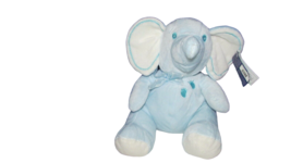 Kellytoy blue baby plush soft elephant pawprints on chest white ears feet bow - £5.44 GBP