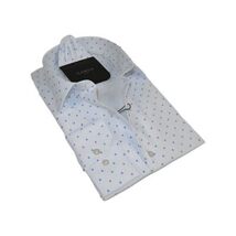 Men Shirt Hankie CASILA Turkey Cotton Blend 501850-01 White Blue Dots image 6