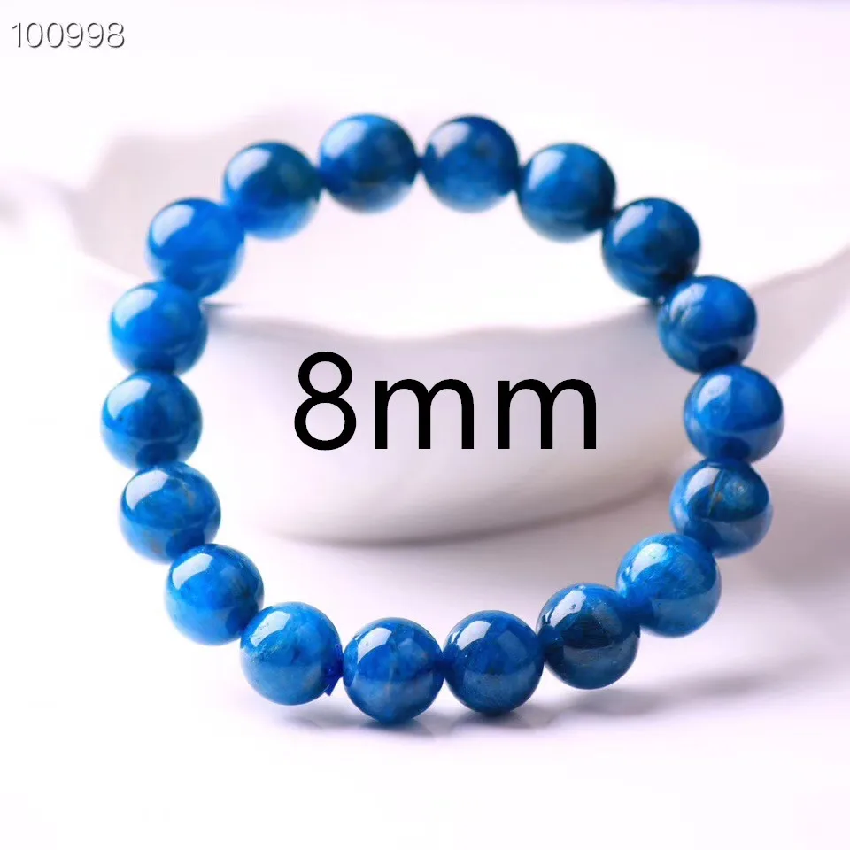 Natural Blue Apatite Gemstone Crystal Round Bead Stretch Bracelets 8mm 9mm 10mm  - £56.41 GBP