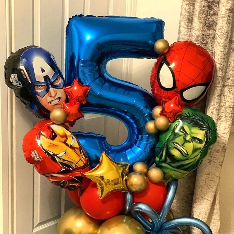 5pcs Super Hero Balloon Spiderman Aluminum Foil Balloons Kids Birthday Party - £9.37 GBP