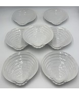 Pottery Barn CLAMSHELL Shaped Plates Set of 7 White 8 In Salad Snack - £47.30 GBP