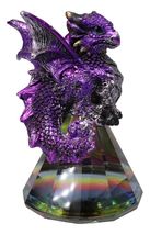 Fantasy Metallic Purple Silver Dragon On Iridescent Pyramid Glass Small ... - €15,55 EUR