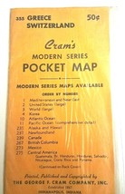 NOS Sealed Vtg 1950&#39;s Cram&#39;s Modern Series Pocket Map Greece Switzerland No 355 - £12.24 GBP