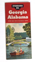 1955 Standard Oil Georgia Alabama Vintage Road Map Pictural guide - £7.90 GBP