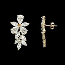 1.75Ct Marquise Pear Cut Diamond Cluster Stud Earrings in 14K Yellow Gold Finish - £66.50 GBP