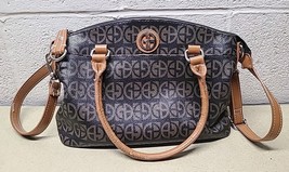Giani Bernini Brown Signature Silver Block Signature Satchel Bag Purse - $41.87 CAD
