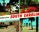 Multiview Banner Greetings from South Carolina SC Chrome Postcard Unused... - $2.92