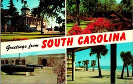 Multiview Banner Greetings from South Carolina SC Chrome Postcard Unused UNP Q17 - £2.31 GBP