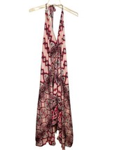 Iris Impressions Halter Adjustable Maxi Dress Size Large Silk Tropical R... - £37.72 GBP