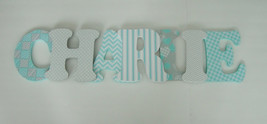 Wood Letters-Nursery Decor-Turquoise &amp; Grey, or Pink/Grey, or Lavender/G... - £9.82 GBP