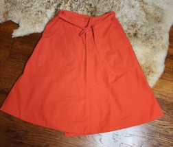 VINTAGE 1960s-70s Red Light Denim Wrap Around Skirt w/Pockets Handmade Groovy - £63.30 GBP