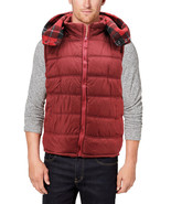 Men&#39;s Zip Up Insulated Quilted Puffer Removable Hood Plaid Reversible Vest - $679.60 MXN
