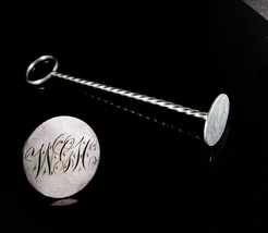 Antique Sterling Wax Stamp Seal Barley twist Initial letter WGH personalized  - £74.70 GBP