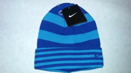 New Nike Unisex YOUTH Blue Striped Winter/Running Beanie Sz 8/20  - $23.99