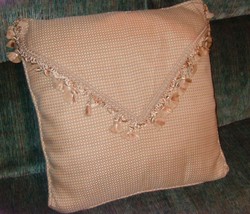 Pillow envelope style with fringe in tans new handmade - £11.06 GBP