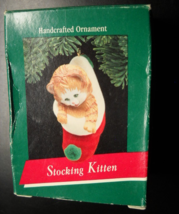 Hallmark Keepsake Christmas Ornament 1989 Stocking Kitten Handcrafted Boxed - £4.73 GBP