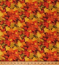 Cotton Autumn Fall Leaves Nature Landscape Fabric Print by the Yard D514.42 - $12.95