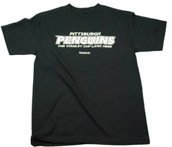 Pittsburgh Penguins Reebok Stanley Cup Champions NHL Medium Hockey T-Shirt  - £15.14 GBP