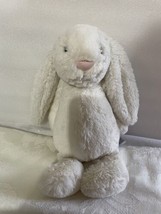 Jellycat Bashful Bunny Rabbit Plush Medium 12” White Cream Pink Nose VGC Lovey - £11.63 GBP