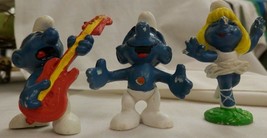 3 Smurfs Guitar Player Smurf ballarina smurfette PVC Figure 1977 Schleich Peyo - $14.99
